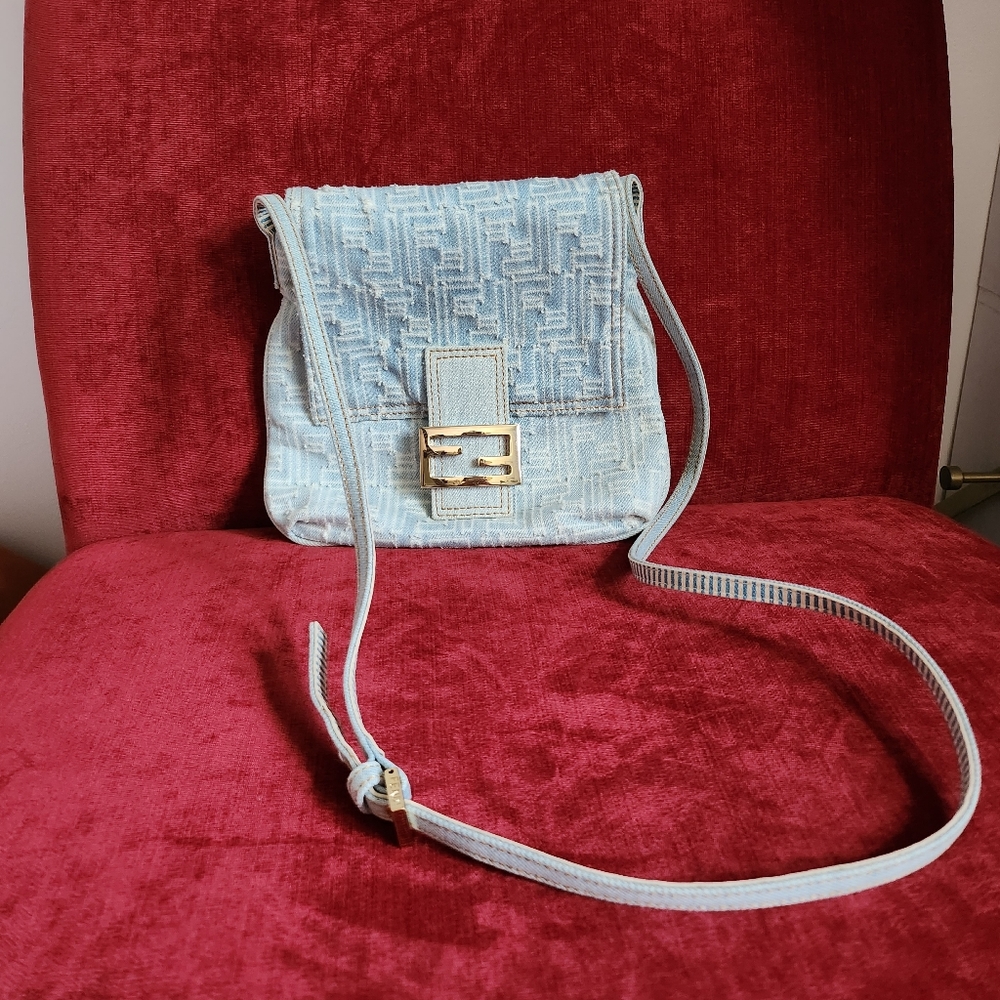 Fendi Denim Zucca Crossbody Bag - Preloved, possibly vintage